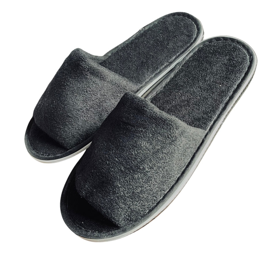 Disposable black open toe slippers