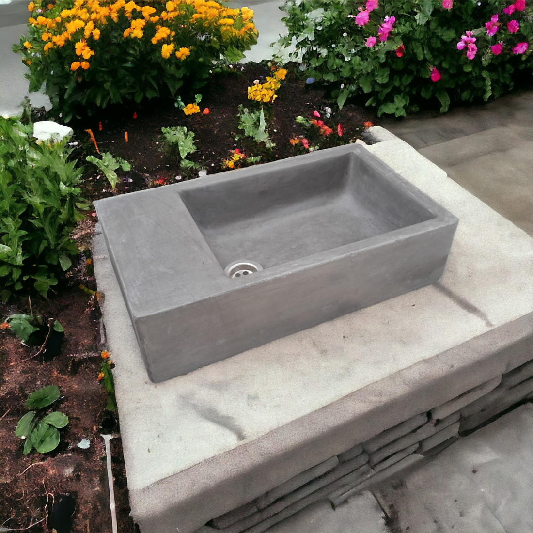 Charcoal Concrete Basin / Sink 420 X 240 X 115Mm High Quality Concrete - Image 2