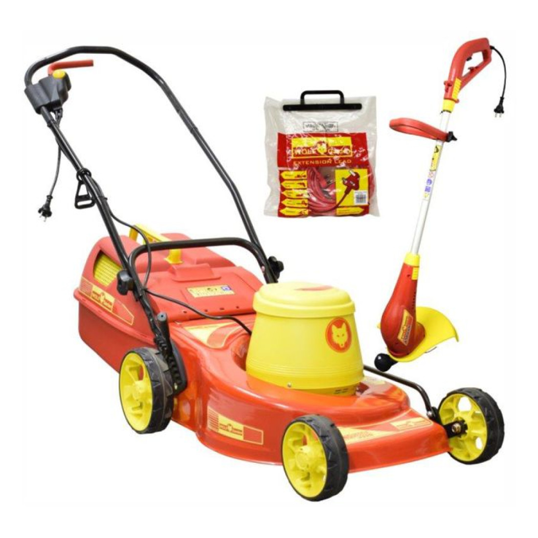 Wolf Lawnmower 2200W+650W Trimmer+20M Ext Crd
