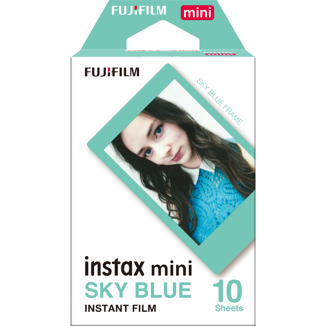 Instax Film Mini Pat Sky Blue Frame 1 Pack (10 Sheets)