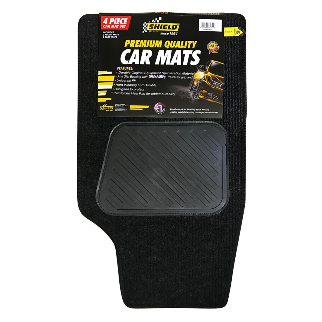 Shield Universal 4X4 Charcoal Ribbed 4 Pce Carpets